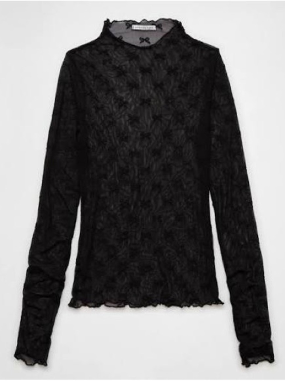 BRAND NEW | American Eagle Outfitters Black Lace Long-Sleeve Mock Neck Top